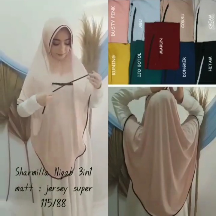 bergo Niqob Fatimah list 3in1 jersey