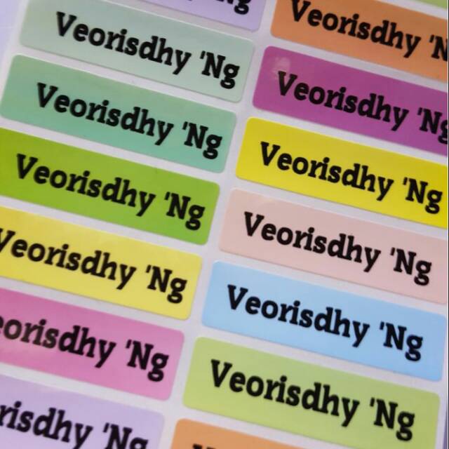 

label nama waterproof / stiker anti air Polos Colorful
