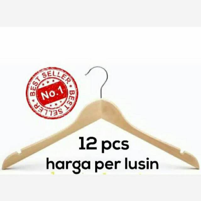 Hanger kayu dewasa (wood) super harga per 12 bh /1 LUSIN