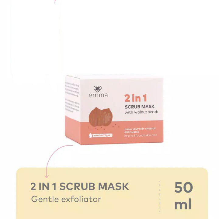 Emina 2 in 1 Scrub Mask 50 ml ~ ORIGINAL