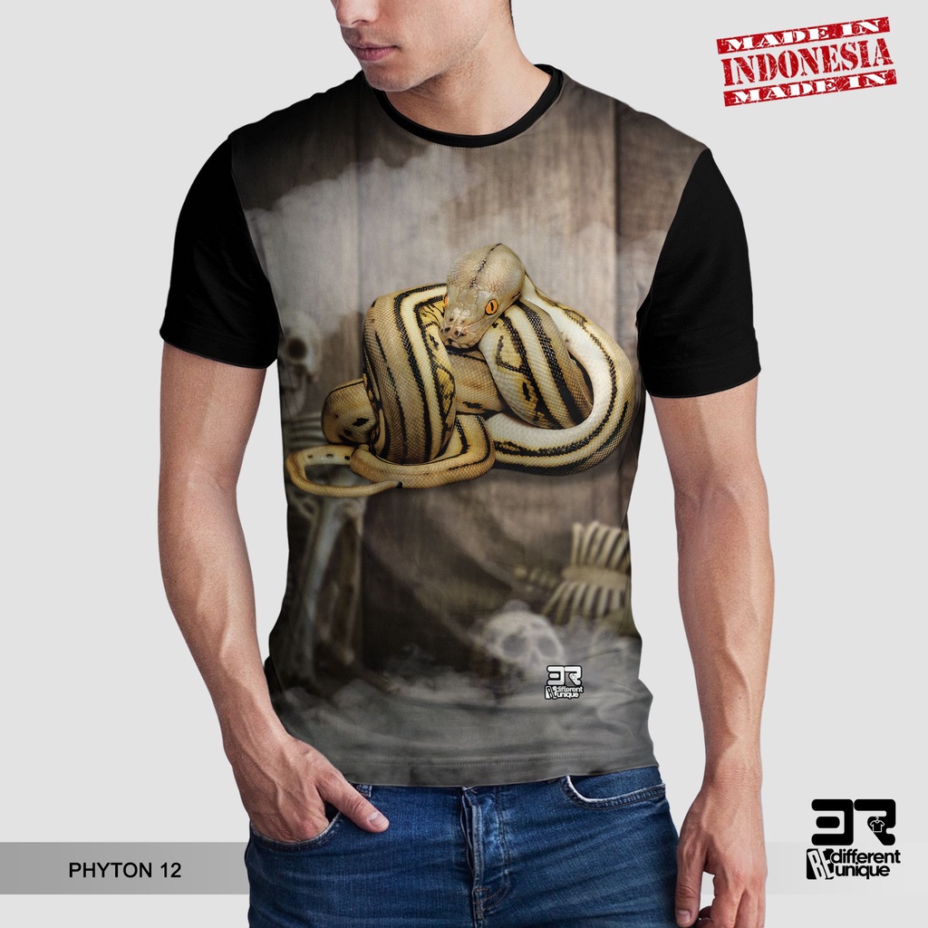 [ COD ] KAOS PRINTING GAMBAR ULAR PYTHON 12 RETIC TIGER - BAJU DISTRO ORIGINAL MOTIF SNAKE PITON RET