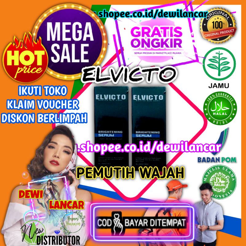 ELVICTO ASLI 100% ORIGINAL SERUM PEMUTIH WAJAH PENGHILANG KERUTAN PENUAAN DINI GARIS MATA MATA AMPUH
