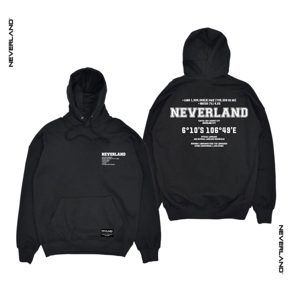 HOODIE PRIA DISTRO AESTHETIC ORIGINAL NEVERLAND TERBARU DAN TERLARIS SWEATER JAKET HODIE PRIA WARNA BLACK