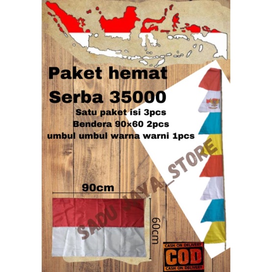 BENDERA MERAH PUTIH /UMBUL UMBUL WARNA WARNI SATU PAKET ISI 3PCS/UMBUL UMBUL MERAH PUTIH & WARNA WAR