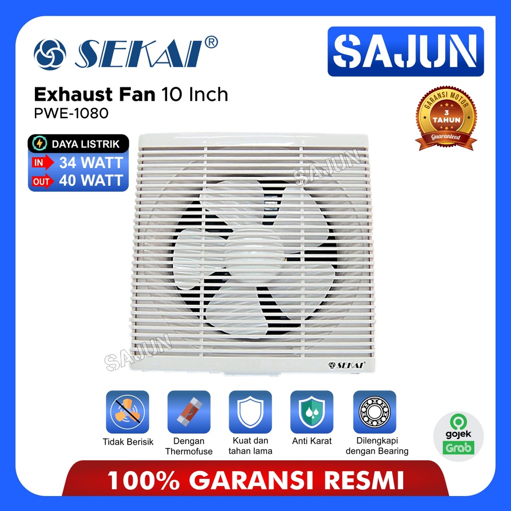 SEKAI Exhaust Fan Dinding 10 &amp; 12 Inch Metal Body PWE-1080 PWE-1281