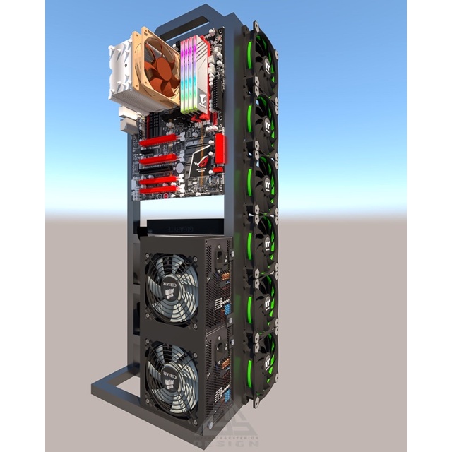 Rig mining case, casing rig mining, rig mining dual PSU