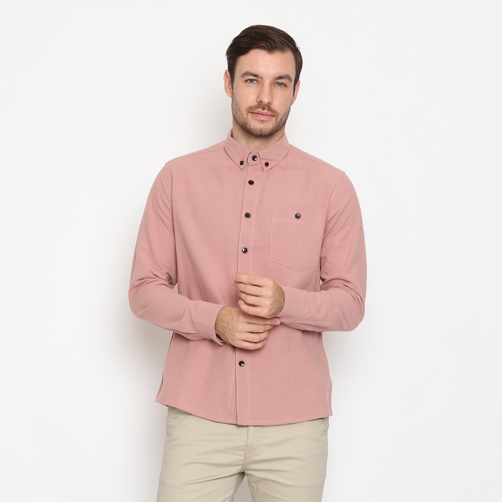 

17Seven Original Kemeja Polos Pria Lengan Panjang 0161-PINKSOFT