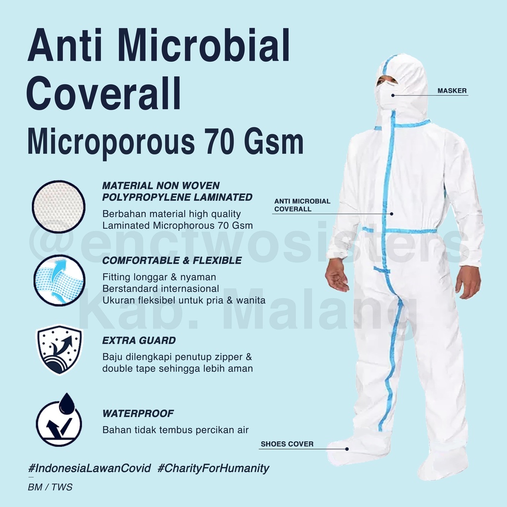 APD Hazmat Coverall Medis Laminasi Microporous Sealer with Seam Sealing Tape