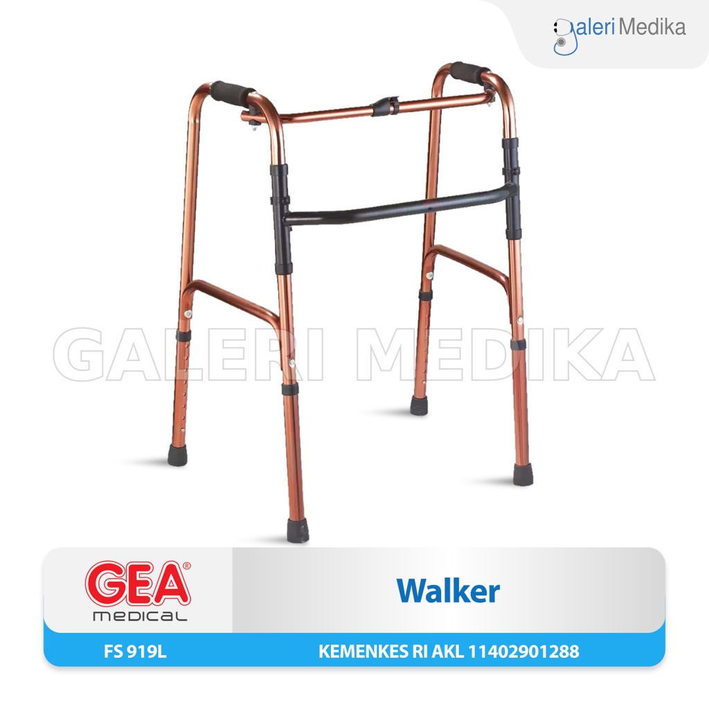 Walker Alat Bantu Jalan / Alat Latihan Berjalan GEA FS919L / FS-919L / FS 919 L Warna Gold