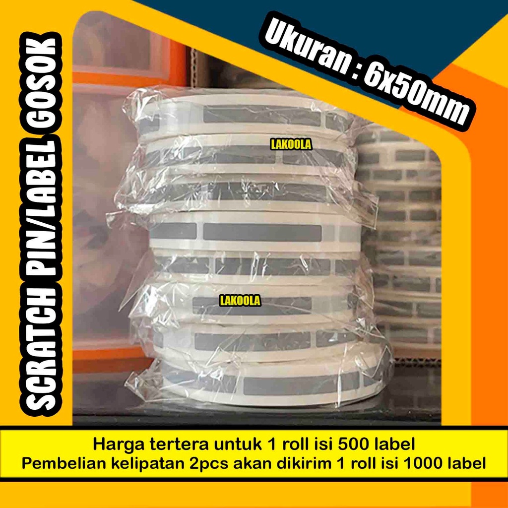

1000 label 6x50 mm Scratch Pin label gosok Sticker Gosok 6x50 mm