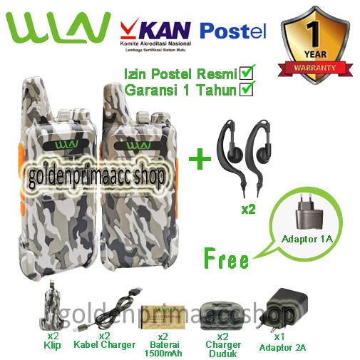 Paket STANDART HT WLN Two Way Radio - Loreng Putih (isi 2 pcs)