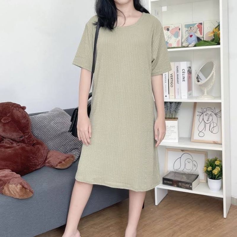 SN -  Pyeon Dress midi / Casual Dress - Lengan Pendek Rajut Halus Premium