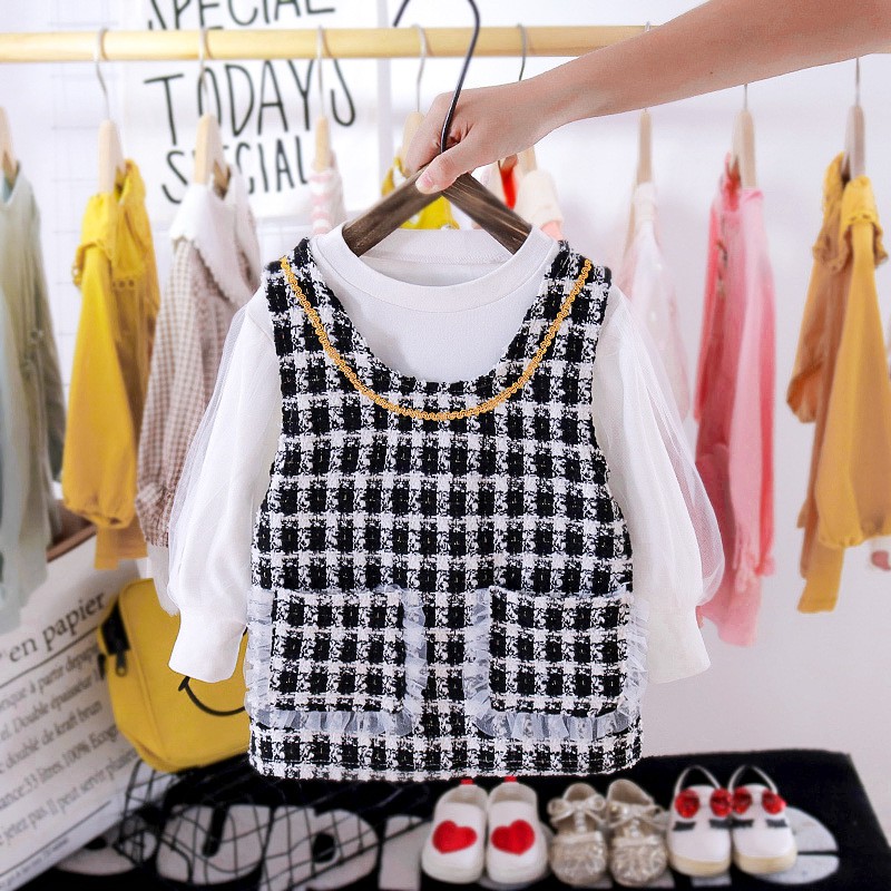 0-3TAHUN DRESS ANAK BAYI PEREMPUAN KUALITAS IMPORT / DRESS PESTA ANAK PEREMPUAN/GAUS PESTA BAYI-BLACK WHITE KNS NEW