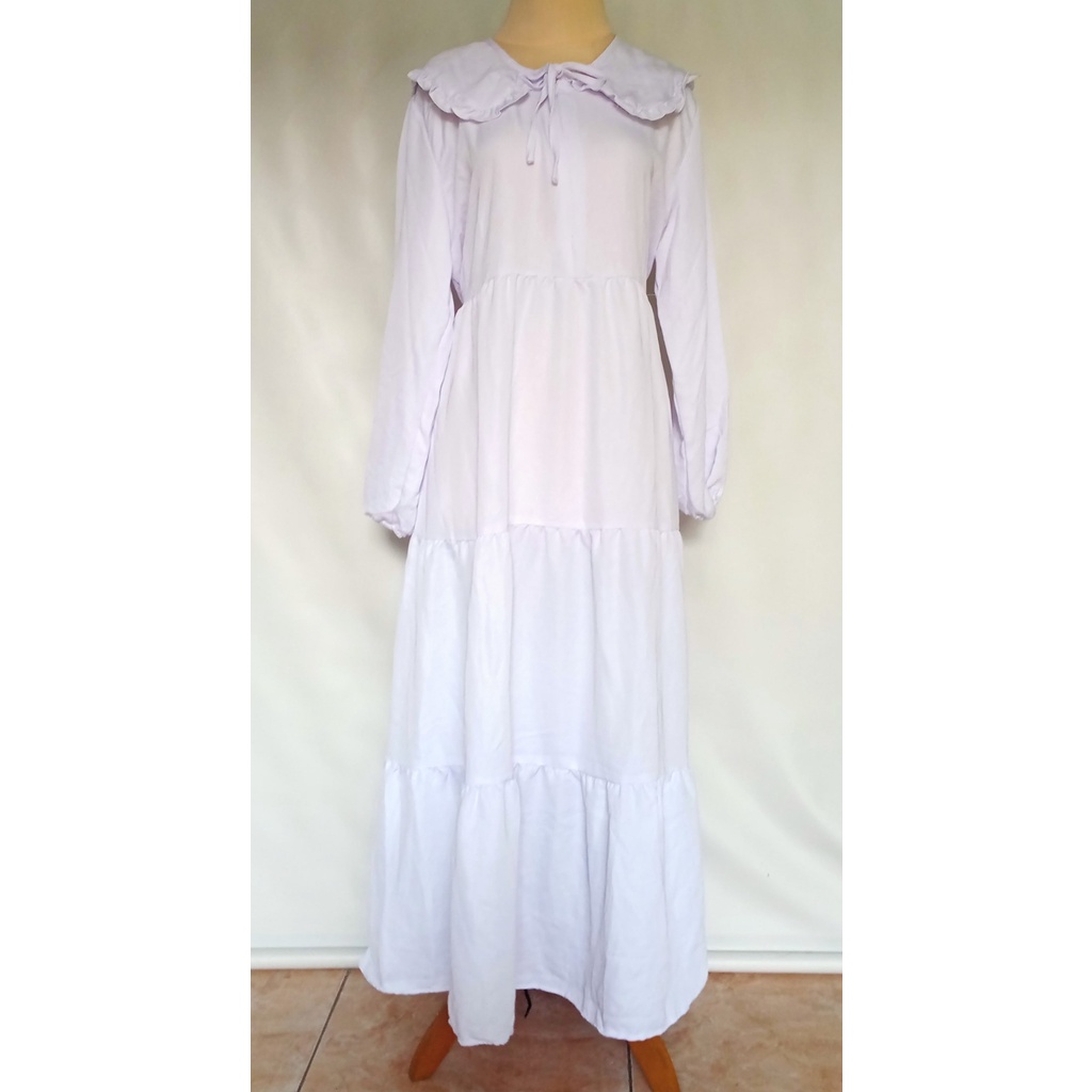 Midi Dress Putih Susun polos