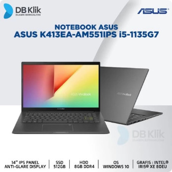 Notebook ASUS K413EA-AM551IPS i5-1135G7 8/512G IrisXe 80EU W10+OHS 14" "ASUS K413EA-AM551"