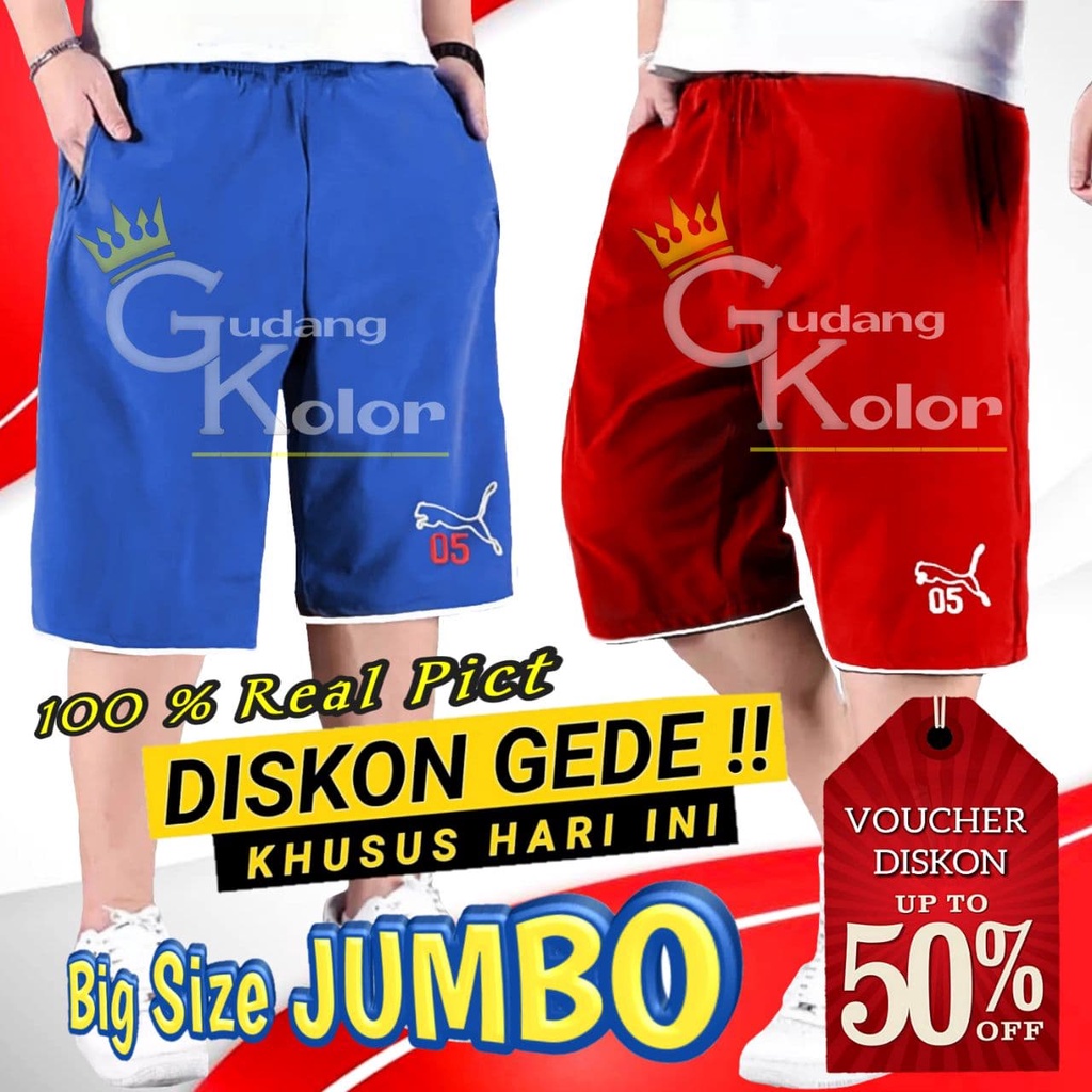 Celana Pendek Pria Jumbo Polos Bordir Short Pants Santai Cowok Dewasa Celpen Harian Laki Laki Sepan 
