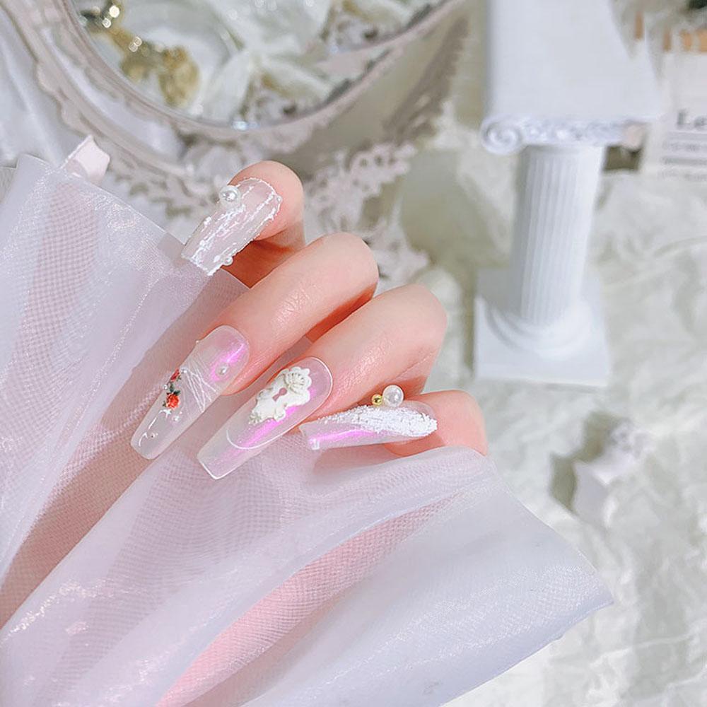 AUGUSTINA Agustin 5D Timbul Kuku Stiker Salon Elegan Retro Rococo DIY Manicure Aksesoris Cupid Nail Art Dekorasi