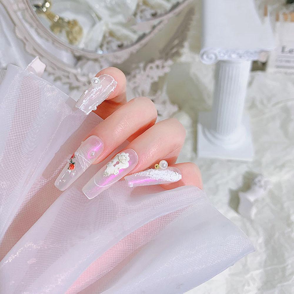 Mxbeauty 5D Stiker Kuku Timbul Salon Gaya Eropa Love Hati Mutiara Bunga Retro Rococo Nail Art Dekorasi