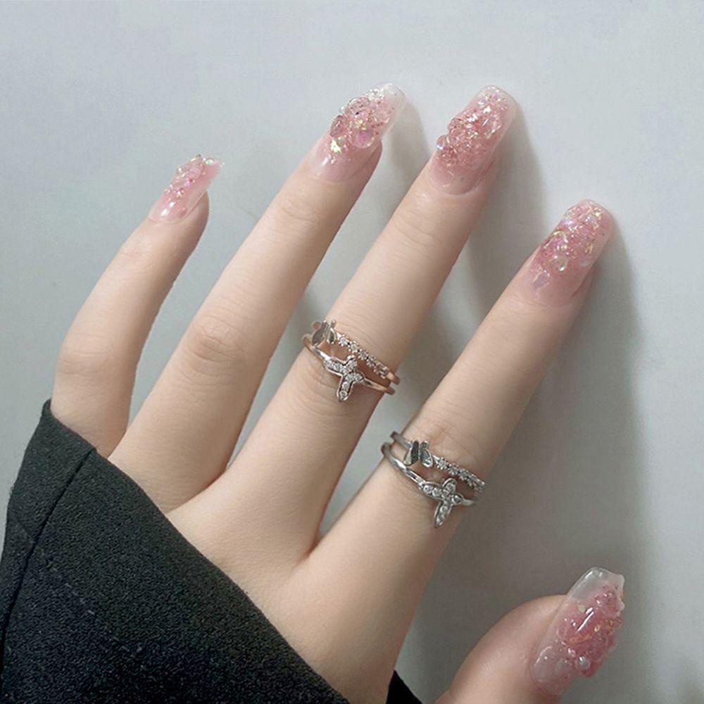 AUGUSTINA Agustina Nail Art Rhinestones Shiny 1kotak Membuat Perhiasan Manikur Aksesoris DIY Craft Permata 3D Nail Art Dekorasi