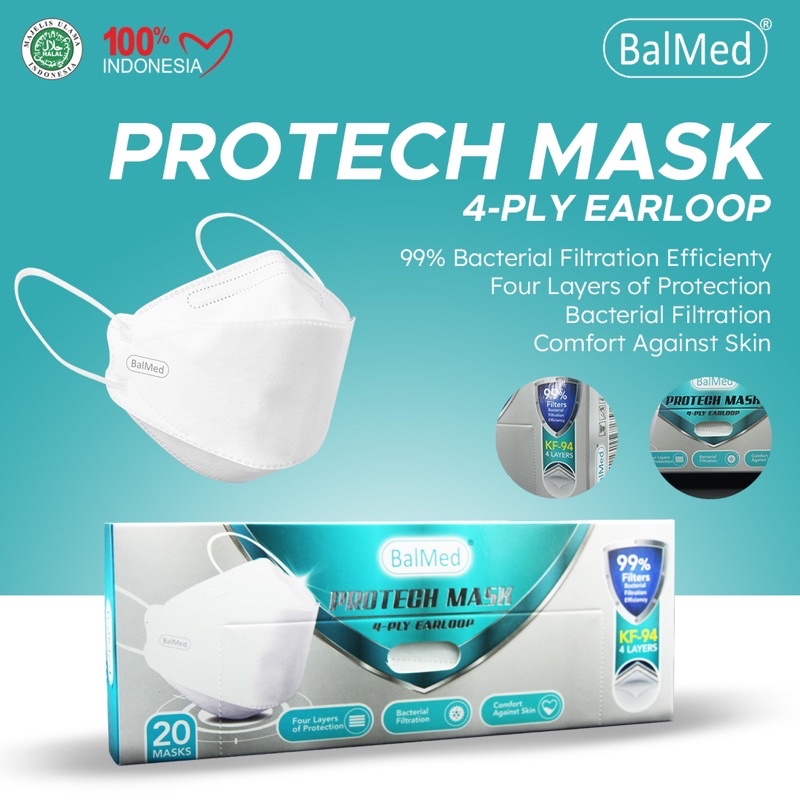Masker BalMed KF94 Earloop 4PLY (HALAL) Isi 20 Pcs/Box