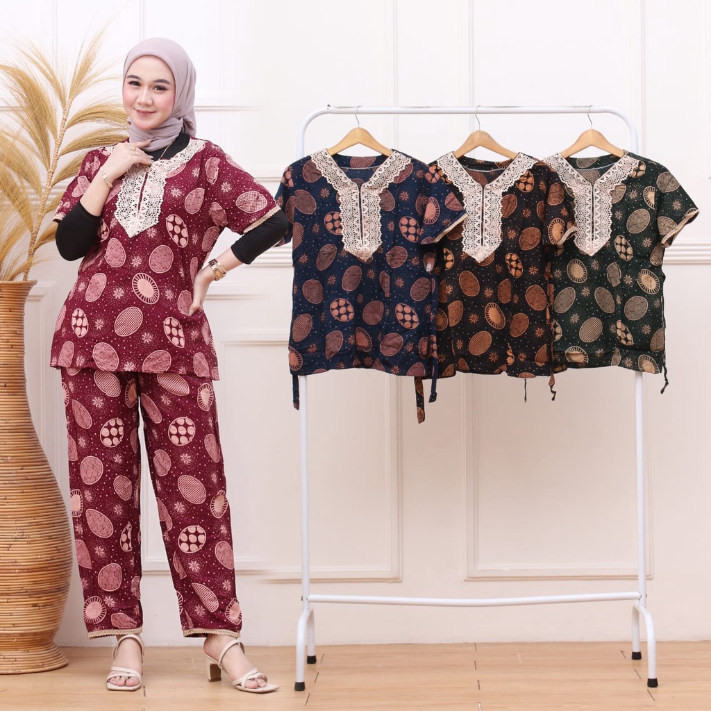 setelan arab busui resleting depan SETELAN PIYAMA ARAB RENDA MOTIF | BAJU TIDUR standar dan super jumbo Ld 130