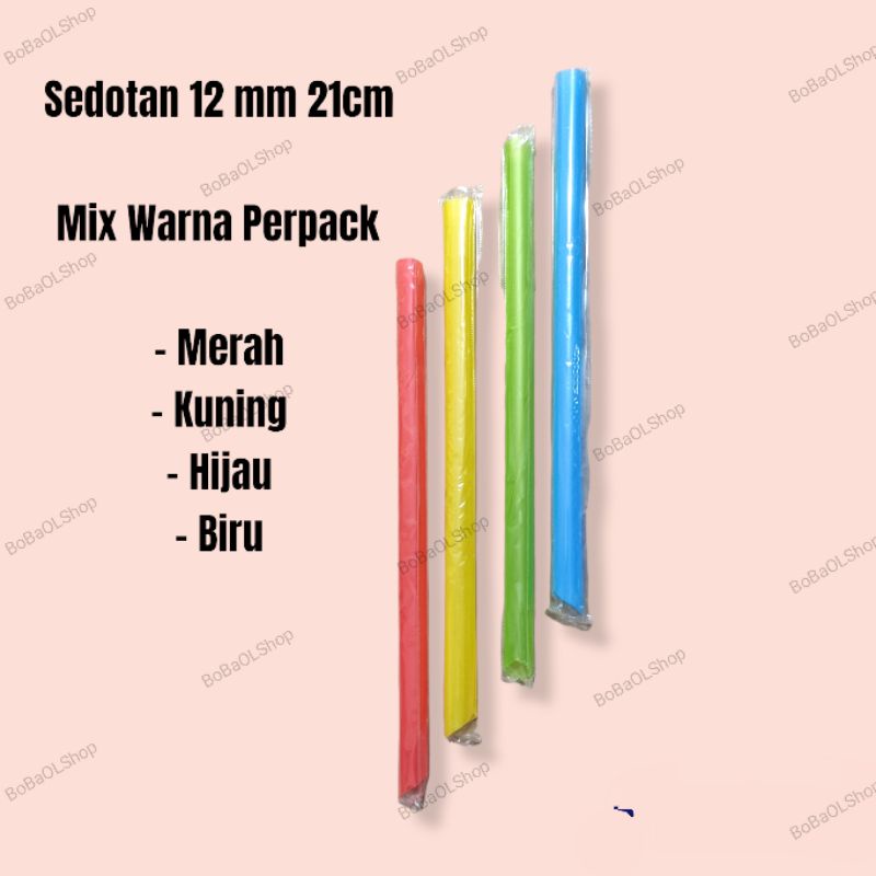Sedotan Setril Bubble Warna 12mm 21cm Sedotan Steril Runcing  XiBoba ISI 100 PCS