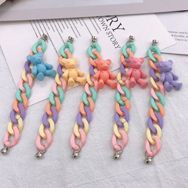 Korean Grip Chain for All Phone Types / Manik Manik DIY / Akrilik Pastel Doff