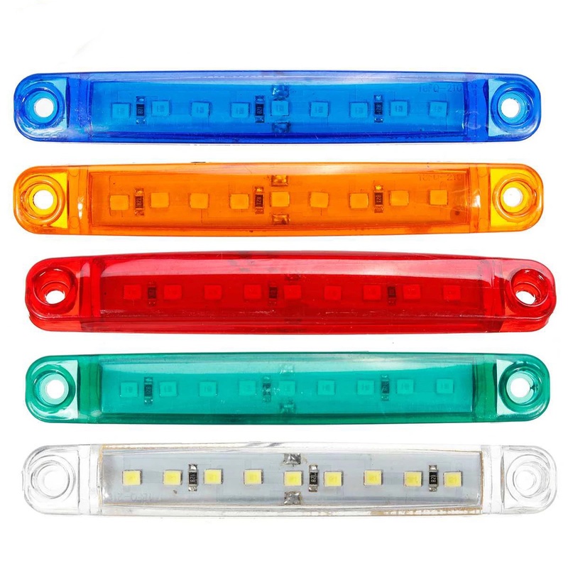 [1 Pcs Car Warning Side Light 24V LED Lights ] [Car Truck Marker 9 LED Strip Waterproof  Lamp]