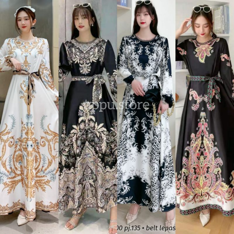 MAXI ARMANI AURORA CLEOPATRA AMORA BEILA FUJI LEVAN NAGITA BY MANISHA MAXI DRESS PESTA PREMIUM MOTIF