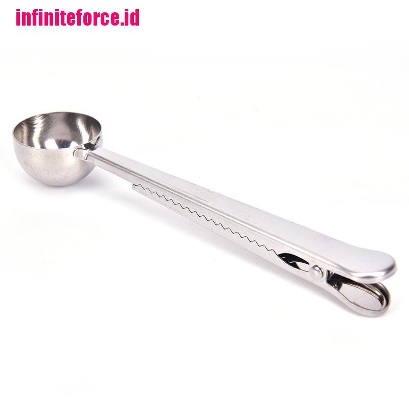 1PC Coffee Scoop With Clip Multifunction Stainless Steel Coffee Measuring Spoons