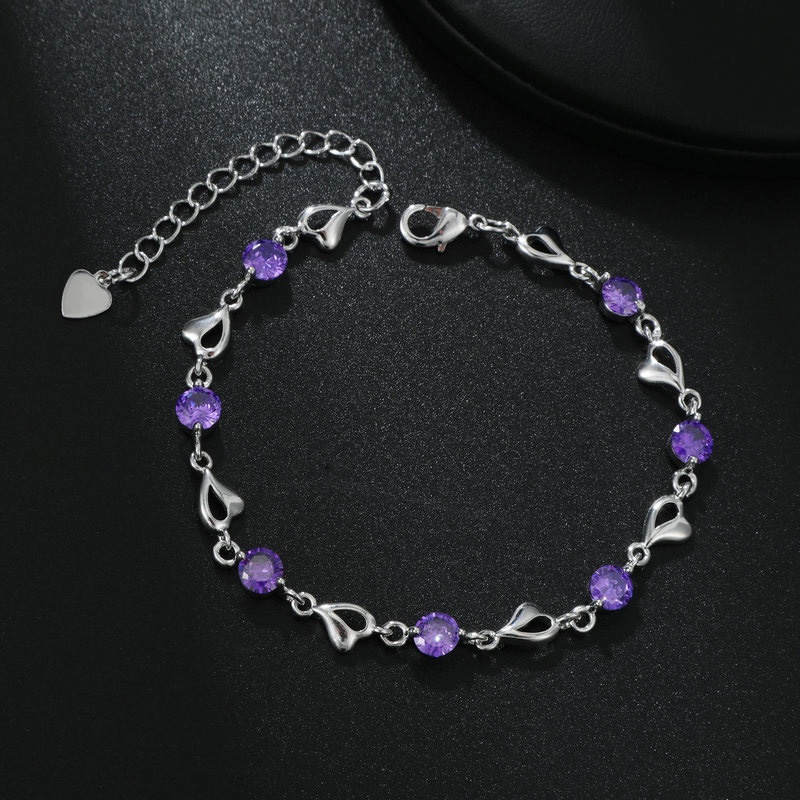 Gelang 925 Sterling Silver Aksen Zirconia Putih Untuk Wanita