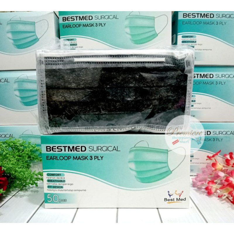 READY Masker Earloop BestMed 3 Ply - Medis Headloop Best Med Box isi 50 pcs-7