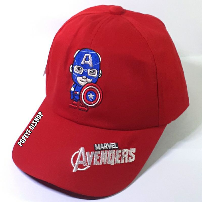 Topi anak laki laki captain america avengers marvel bordir timbul usia 2-8 tahun-1