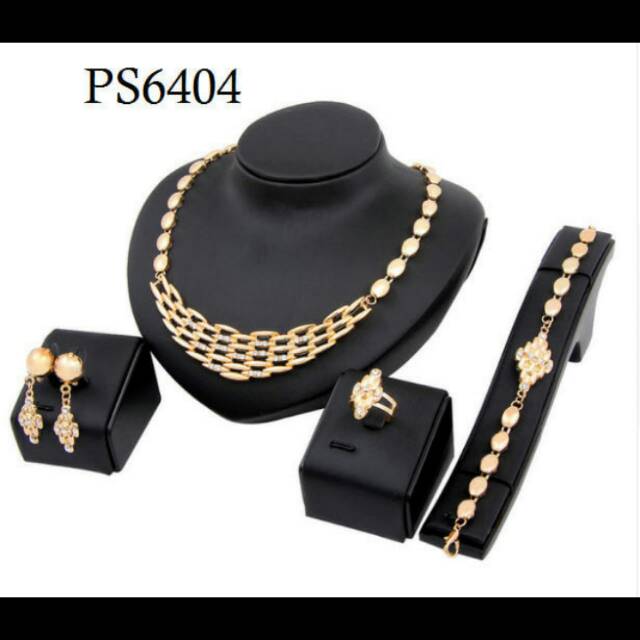 Set perhiasan diamond imitasi lapis emas