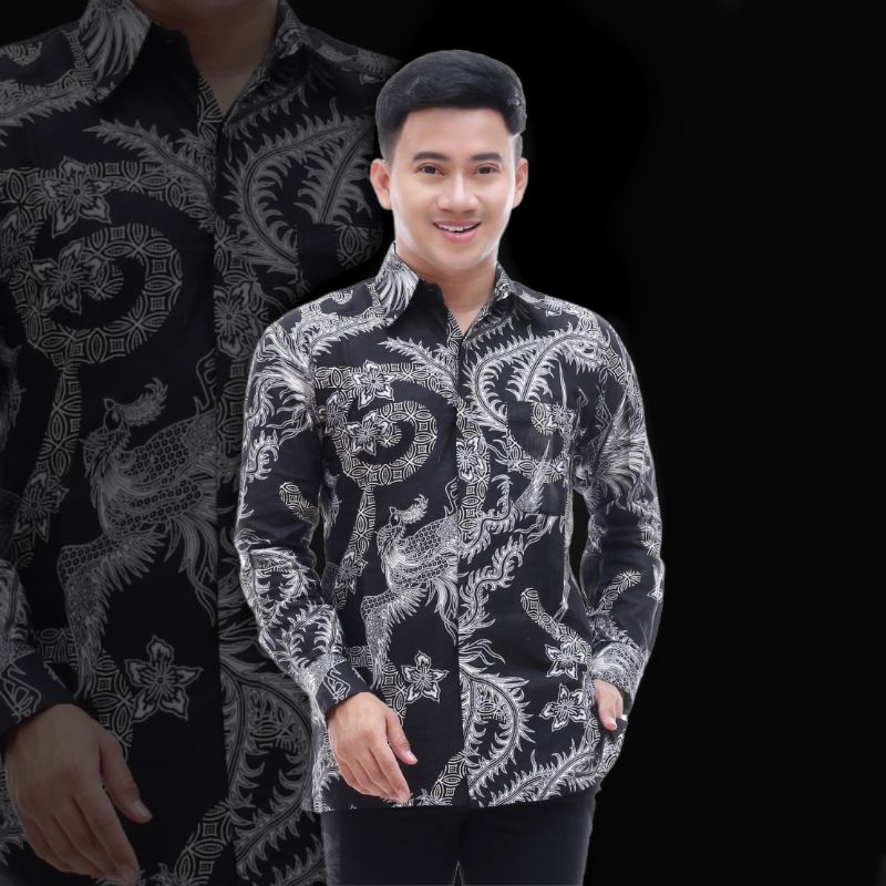 kemeja batik pria motif burung murai besar