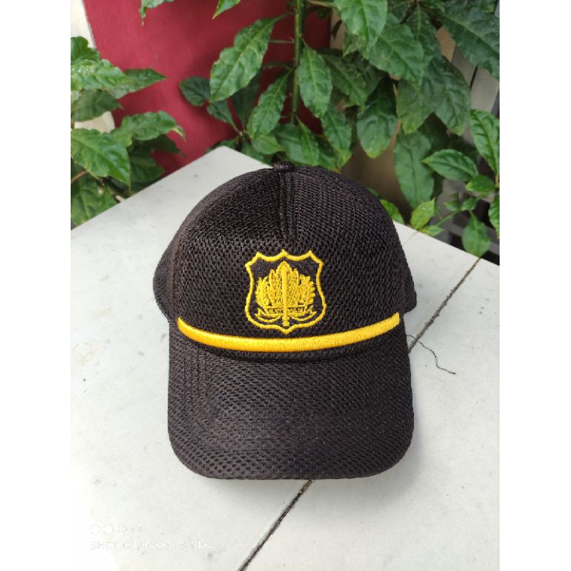 Topi Satpam Jaring/dobel mes warna hitam