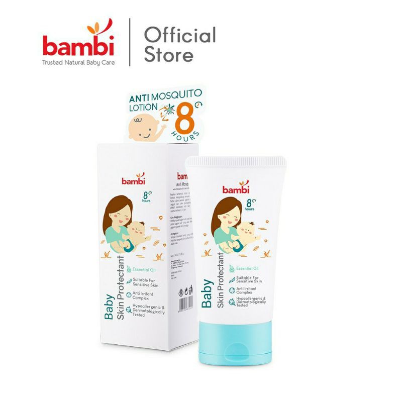 Bambi Baby Skin Protectant 50ml - Lotion Bayi Pelindung Kulit Bayi Plus Anti Nyamuk Serangga Kulit Sensitif 50ml Box