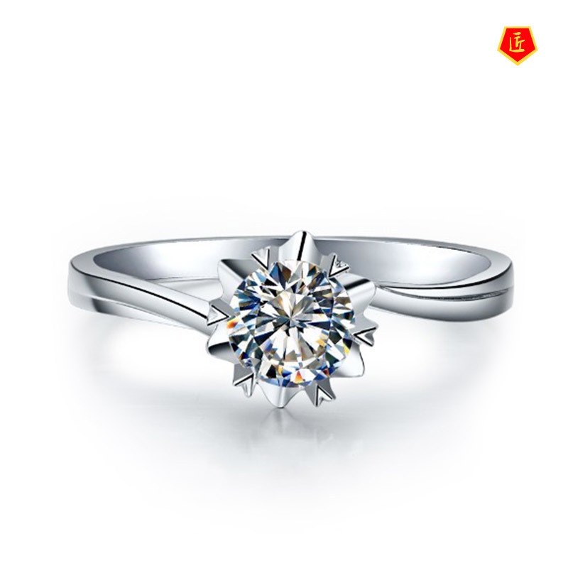 [Ready Stock]Elegant Moissanite Snowflake Twisted Opening Ring for Women