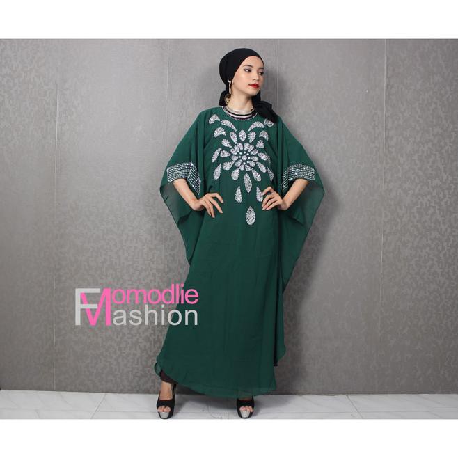 sv26 kaftan hijau botol kaftan terbaru kaftan lebaran kaftan mewah momodlie 2lle