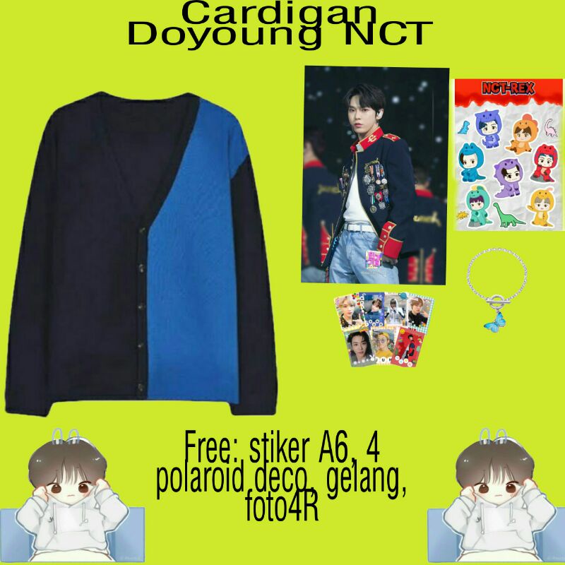 Cardigan Doyoung NCT/ cardigan hitam biru/ cardigan kpop/ cardigan nct/ cardigan rajut wanita/cardig