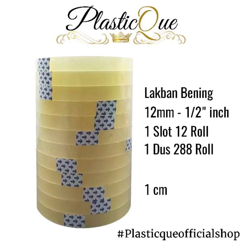 

LAKBAN BENING SEDANG 1CM 12MM 90 YARD 45UM MICRON 1/2 INCH TAPE ISOLASI SOLATIP SELOTIP DUS 244 ROLL