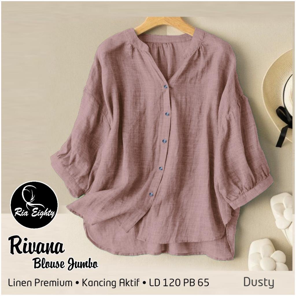 BLOUSE POLOS LINEN WANITA KERAH SHANGHAI KEMEJA ATASAN REMAJA LD 120 JUMBO OVERSIZE