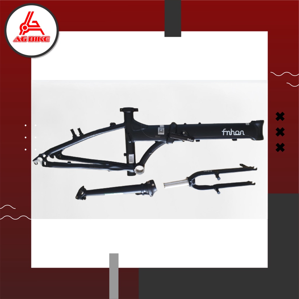 Frame Fork plus Handlepost Fnhon Blast V Brake 20 22 inch Warna Hitam Doff Alloy Hitam Doff Not Discbrake