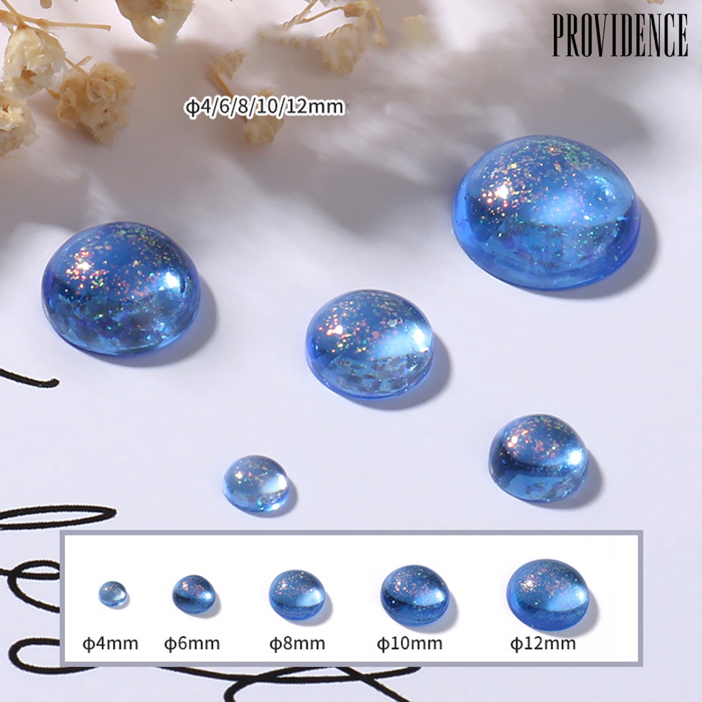 Providence 100pcs / Kotak Berlian Imitasi Resin Bulat Flat Back Warna-Warni Untuk Dekorasi Nail Art / Manicure