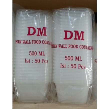 

DM SQ 500 ML Kotak (50 pcs) / Thinwall Plastik DM 500 ML SQUARE / Mangkok Plastik / Cup Kurma