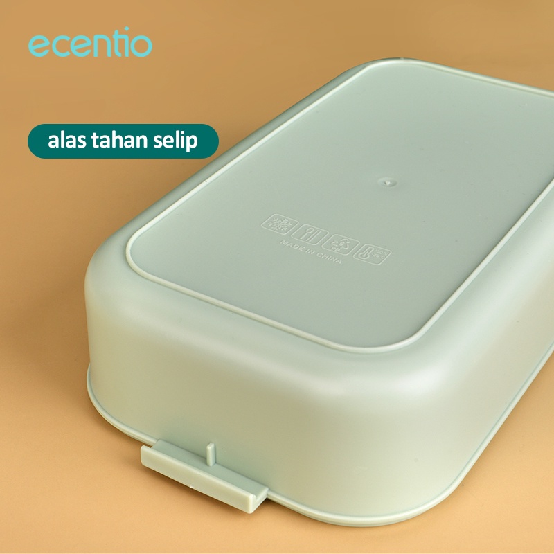 ecentio 2 susun tempat makan bekal stainless steel anti tumpah dan tahan panas wadah portabel kotak makan siang tempat makan double layer lunch box