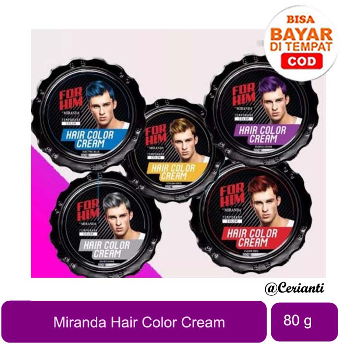 [80GR] [Pomade Warna] Miranda Hair Color Cream Pomade Warna For Him 80g | Silver Perak | Gold Emas | Blue Biru | Purple Ungu_Cerianti