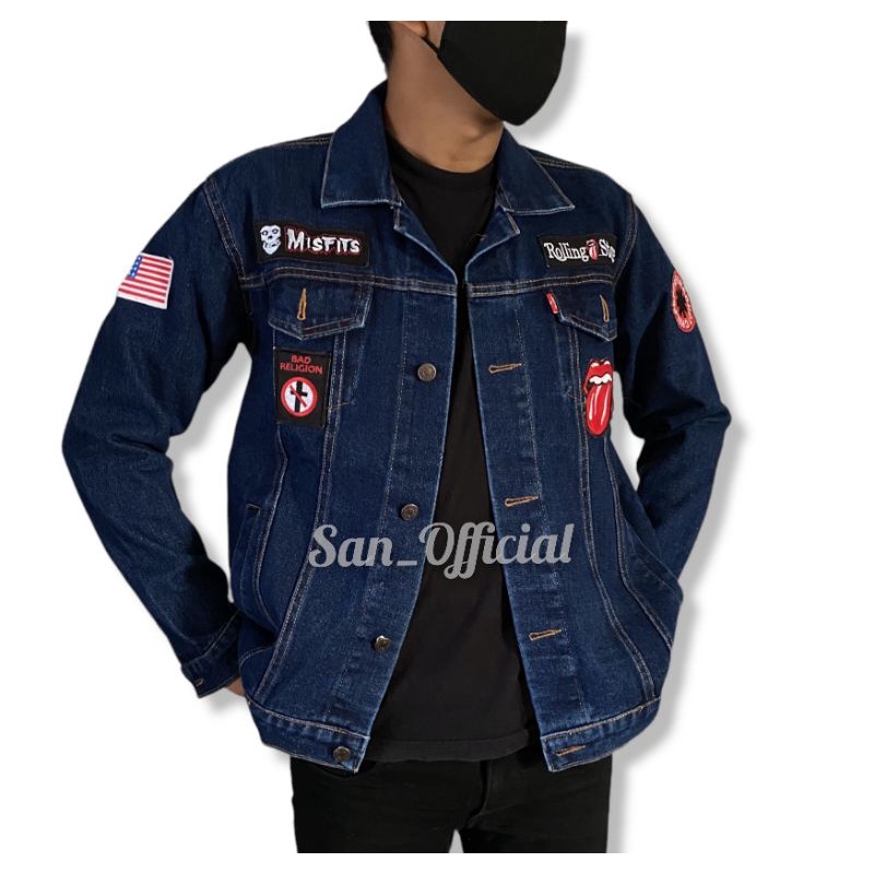 JAKET DENIM Keren / JAKET JEANS Pria Keren MURAH Kualitas Premium PATCH Sudah Terpasang (Bisa COD)-Biowash BAD RELIGION