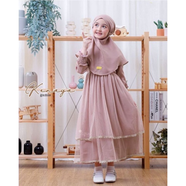 Gamis Brukat Anak Perempuan Umur 8 9 10 11 Tahun Kenaya Kids Gamis Syari Set Hijab Anak Bahan Sakilla Kombinasi Brukat Tulle Renda Baju Muslim Anak Perempuan Baju Muslimah Anak Kekinian