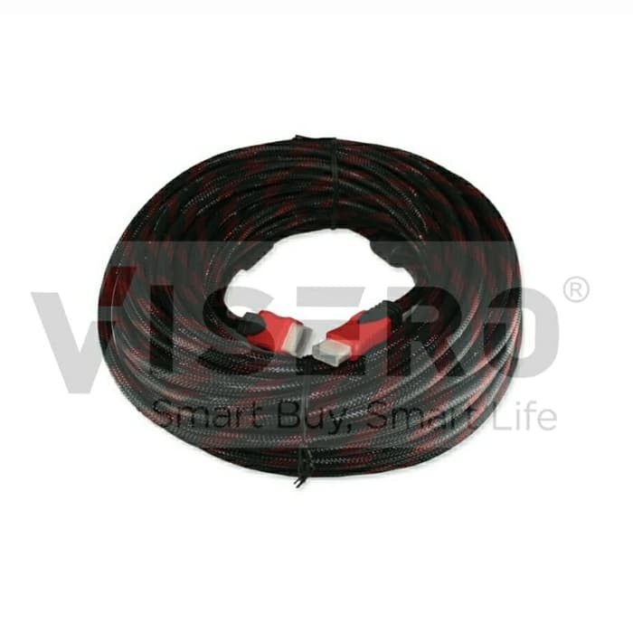 Cable / Kabel HDMI Serat Jaring Merah Hitam 30M Visero